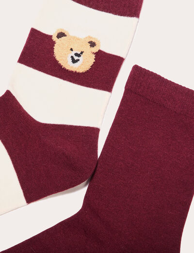 Lot 2 paires chaussettes violet foncé femme