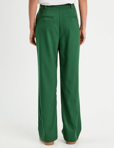 Pantalon large avec pinces vert foncé femme