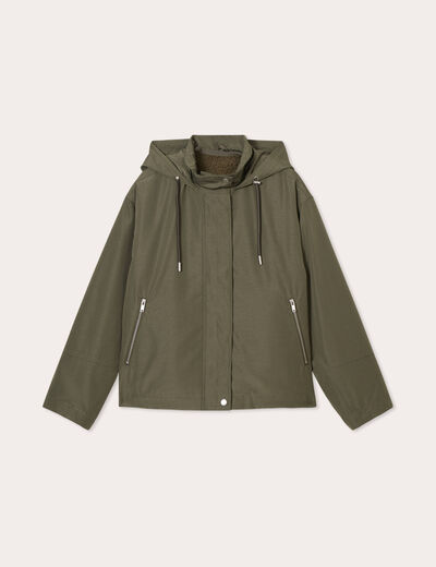 Parka 3-en-1 à capuche vert kaki femme