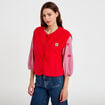 Veste sans manches fausse fourrure rouge femme