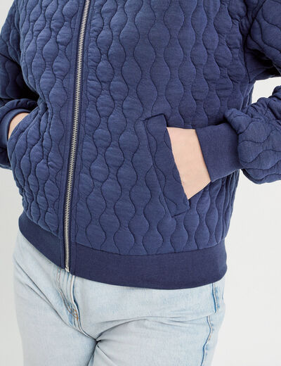 Veste matelassée zippée bleu marine femme