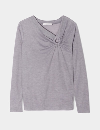 T-shirt manches longues anneau gris clair femme