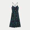 Robe &eacute;vas&eacute;e 3/4 col v bretelles fines noir femme