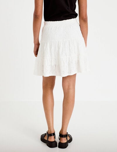 Jupe-short courte &eacute;vas&eacute;e en maille ecru femme