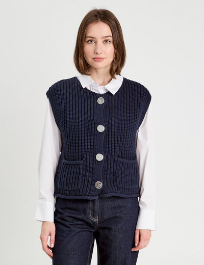Gilet sans manches bleu marine femme