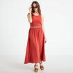 Robe longue effet 2-en-1 vieux rose femme