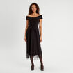 Robe midi bustier évasée noir femme