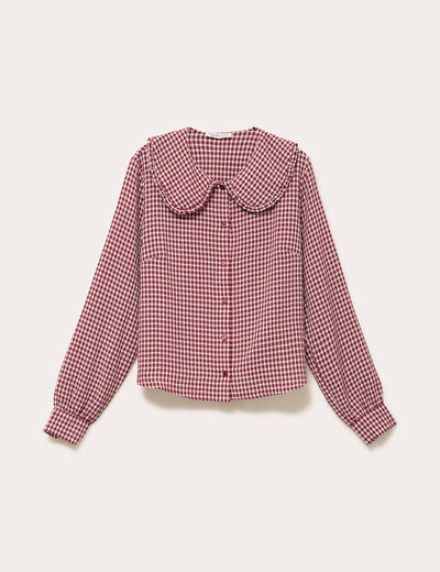 Blouse col claudine bordeaux femme