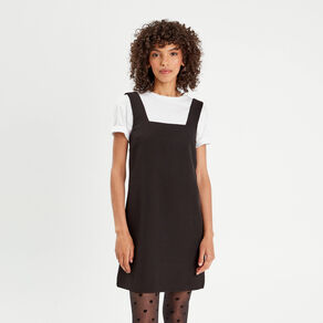 Robe chasuble évasée bretelles noir femme