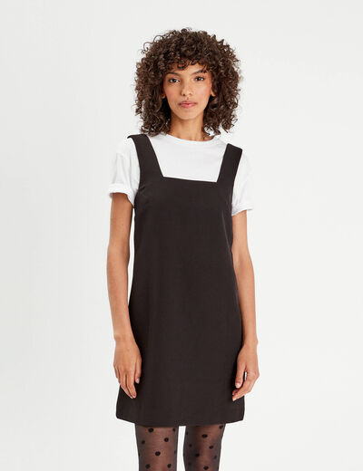 Robe chasuble évasée bretelles noir femme