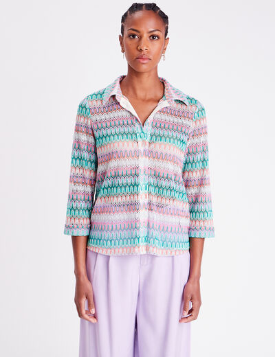Chemise aspect crochet beige femme