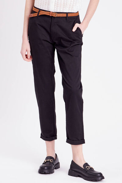 Pantalon chino 7/8ème noir femme