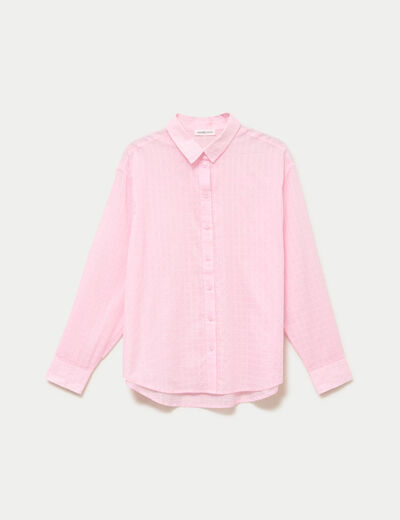 Chemise manches longues rose clair femme