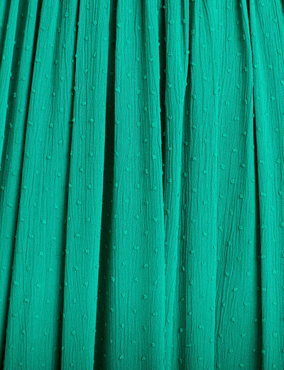 Robe longue bi-mati&egrave;re col v vert femme