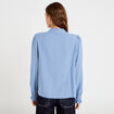 Blouse droite courte col v broderie bleu femme