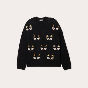 Pull manches longues noir femme