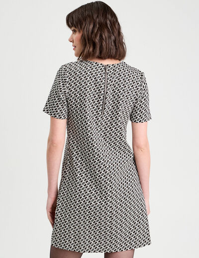 Robe droite manches courtes noir femme