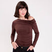 T-shirt ajust&eacute; manches longues marron fonc&eacute; femme