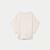 Pull oversize col rond manches courtes ecru femme