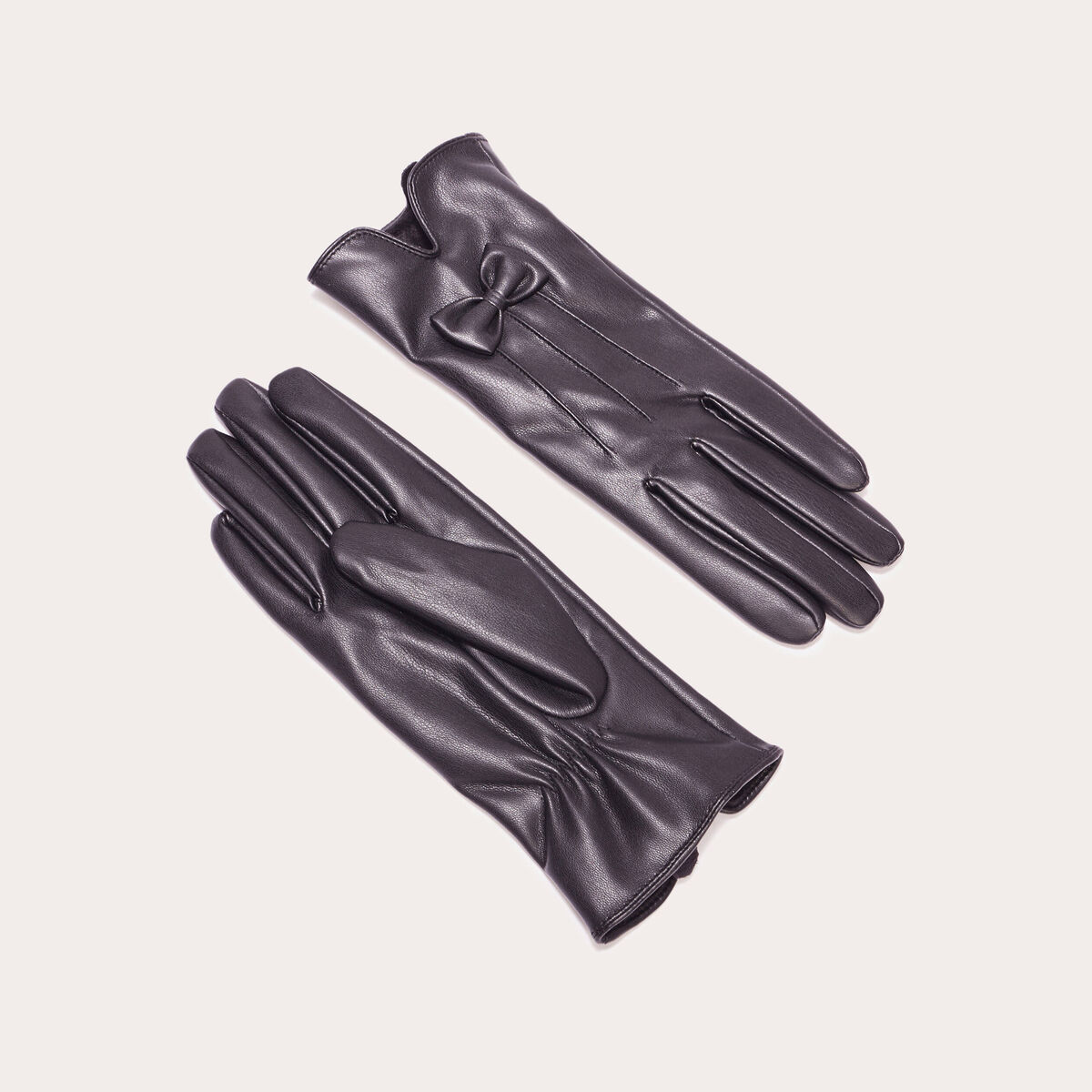 Gants simili cuir noir femme