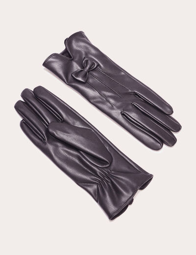 Gants simili cuir noir femme