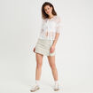 Jupe-short trapèze en jean denim bleach femme