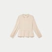 Blouse ample col v manches longues beige femme