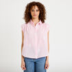 Chemise sans manches col classique rose femme