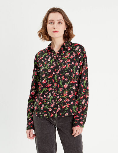Chemise manches longues noir femme