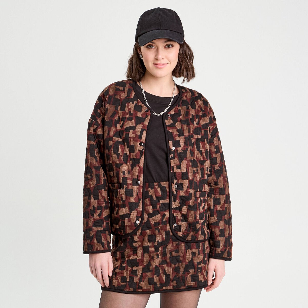 Veste matelassée marron cognac femme