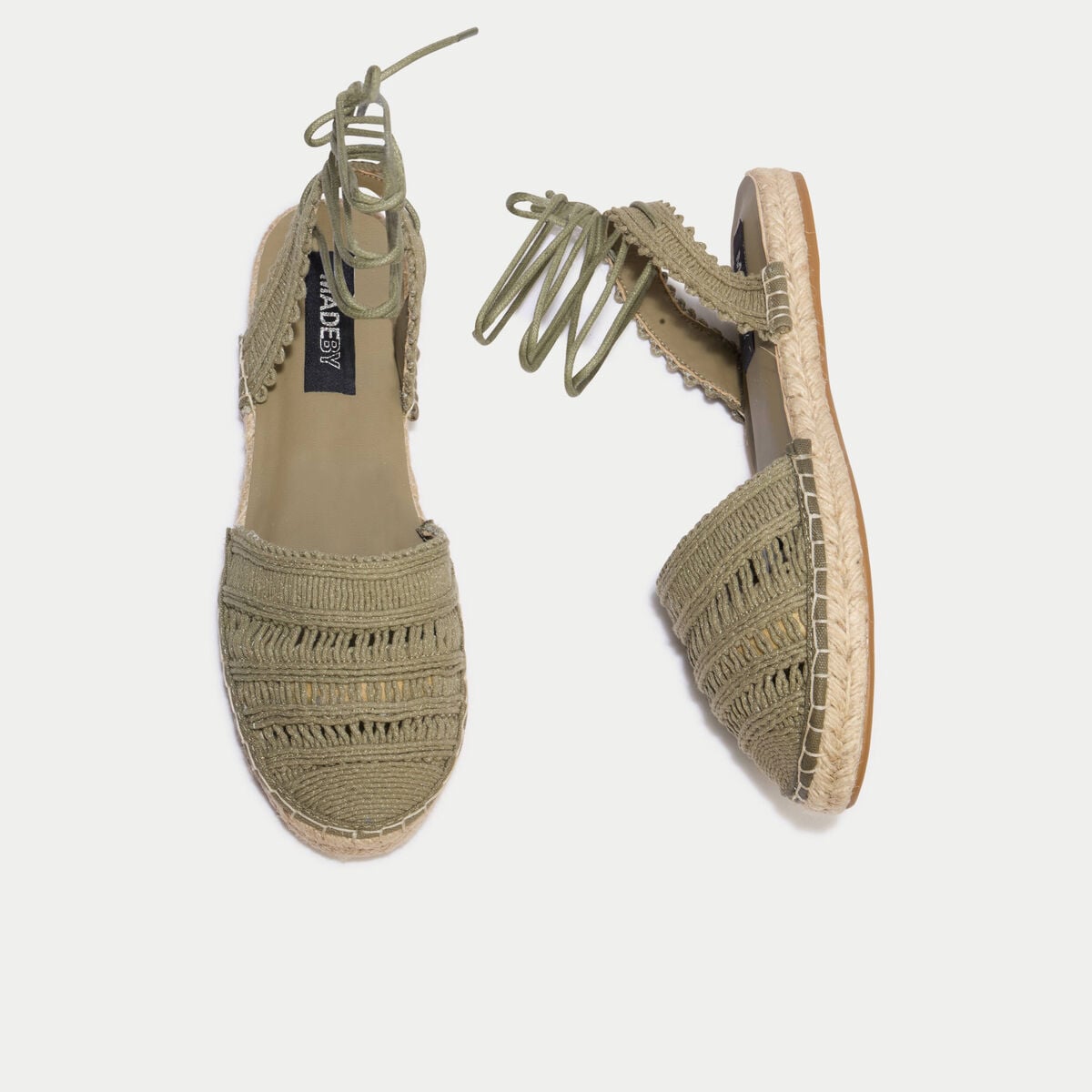 Sandales aspect chin&eacute; vert kaki femme