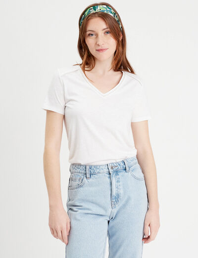 T-shirt manches courtes blanc femme