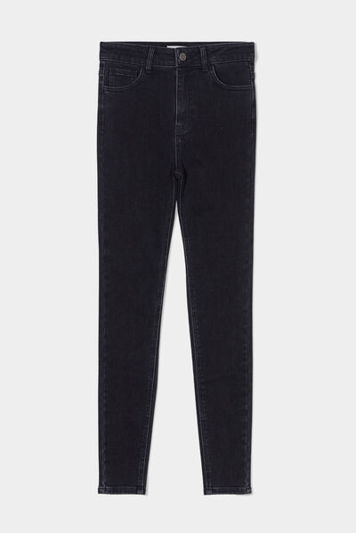 Jeans skinny intérieur gratté chaud denim noir femme