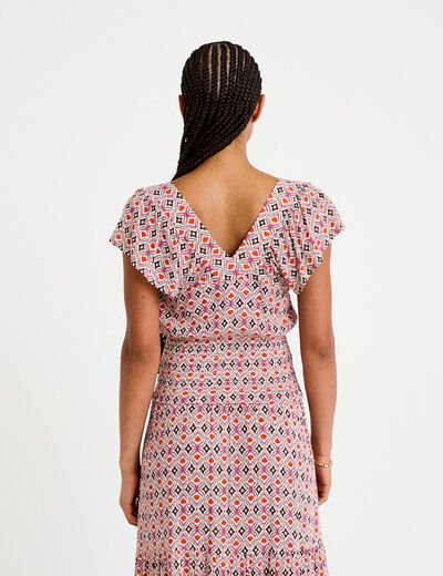 Blouse cintr&eacute;e cropped sans manches blanc femme
