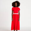 Robe longue &eacute;vas&eacute;e bi-mati&egrave;re rouge femme