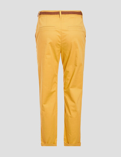 Pantalon chino 7/8ème jaune femme