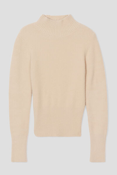 Pull avec col montant sable femme