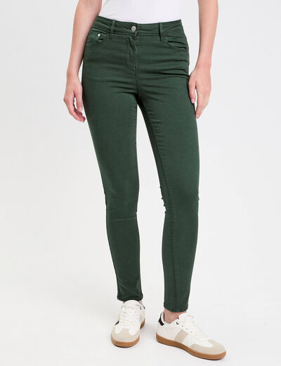Jeans slim 5 poches vert foncé femme