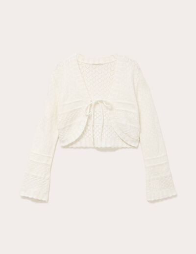 Gilet manches longues ecru femme