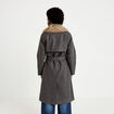 Manteau droit mi-long &agrave; manches longues gris femme