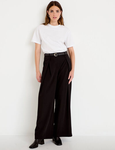 Pantalon bootcut ceinture amovible noir femme