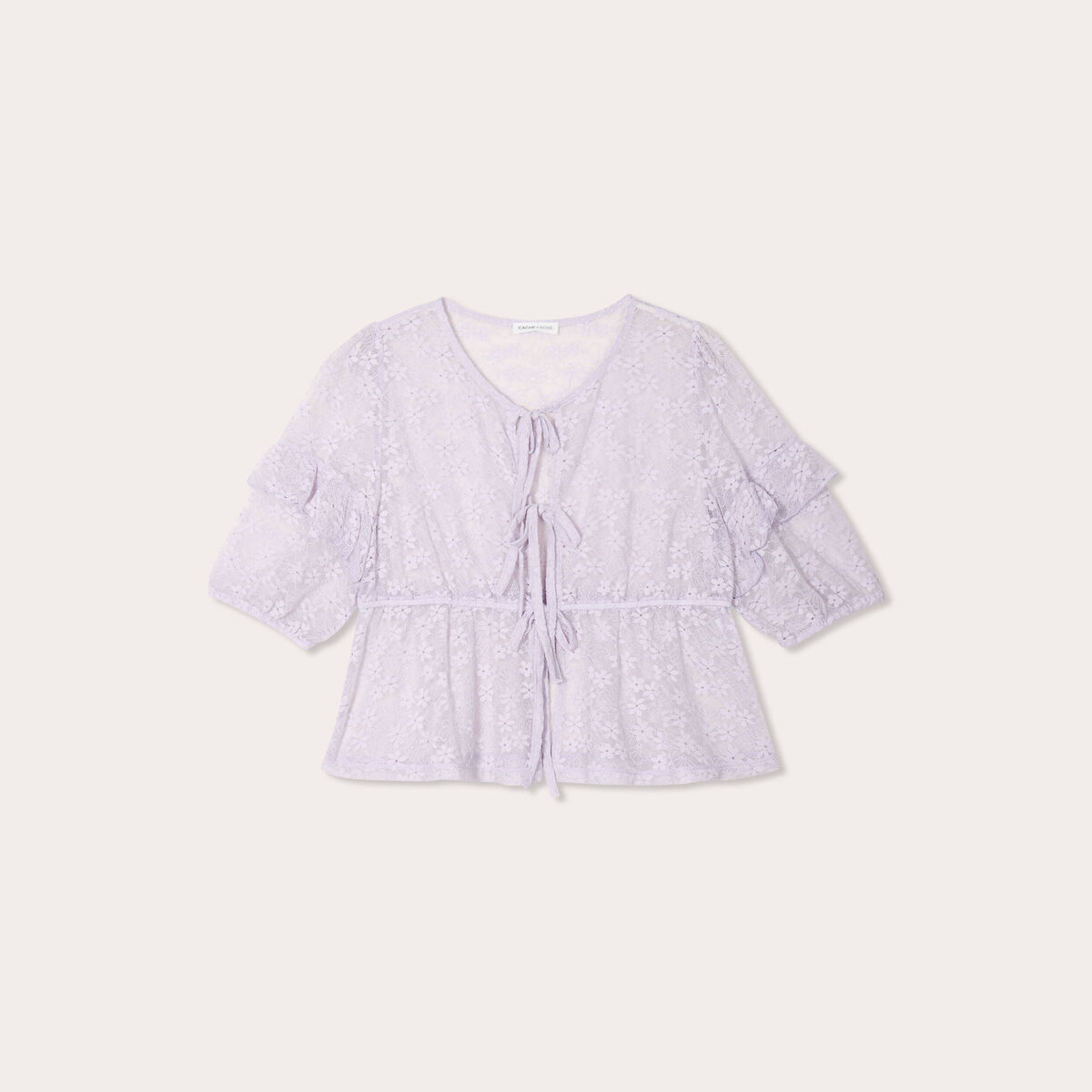 Blouse dentelle nouée parme femme