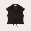Blouse manches courtes nouée noir femme