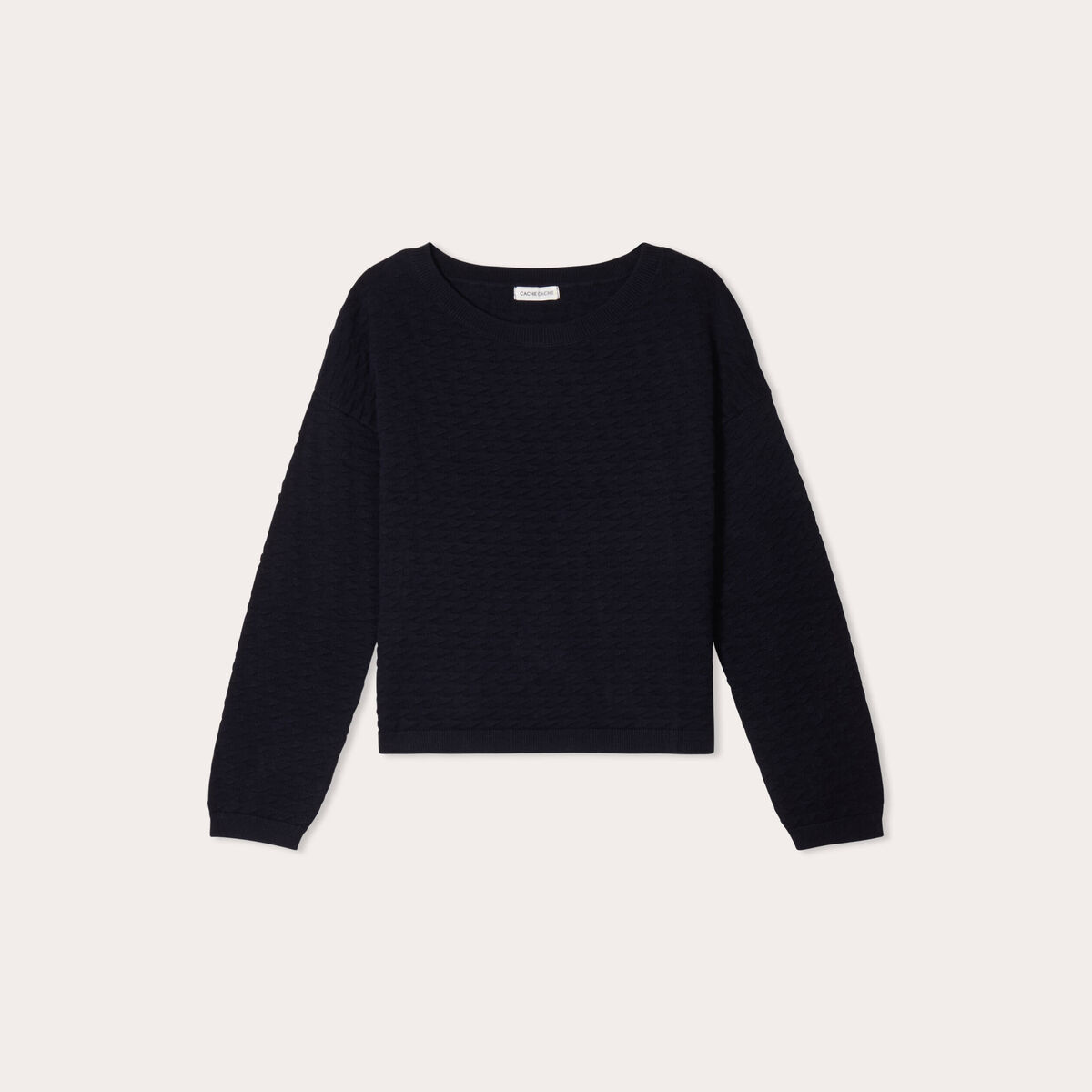 Pull col bateau bleu marine femme