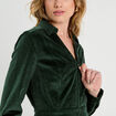 Robe trapèze velours zippée vert foncé femme