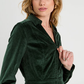 robe trapeze velours zippee vert fonce femme Robe trapèze velours zippée vert foncé femme