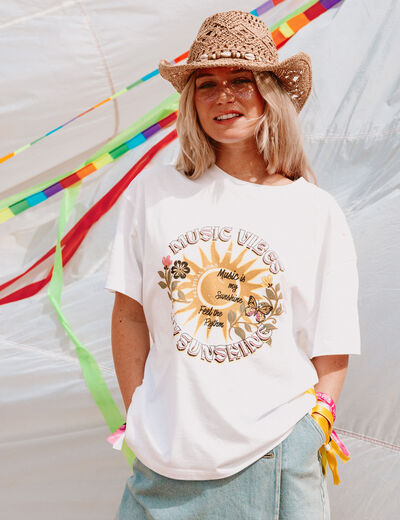 T-shirt oversize manches courtes blanc femme