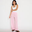 Pantalon large fluide taille standard rose femme