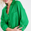 Chemise manches longues contenant du lin vert femme