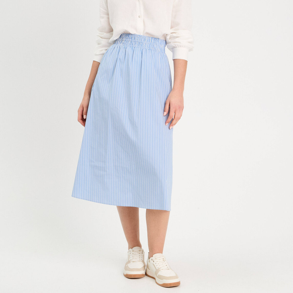 Jupe longue évasée ecru femme